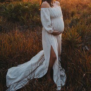 Maternity Off Shoulder Maxi Photoshoot Dress